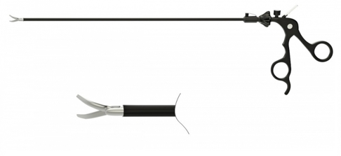 Ножницы эндоскопические поворотные с двумя подвижными браншами, изогнутые (5 мм)